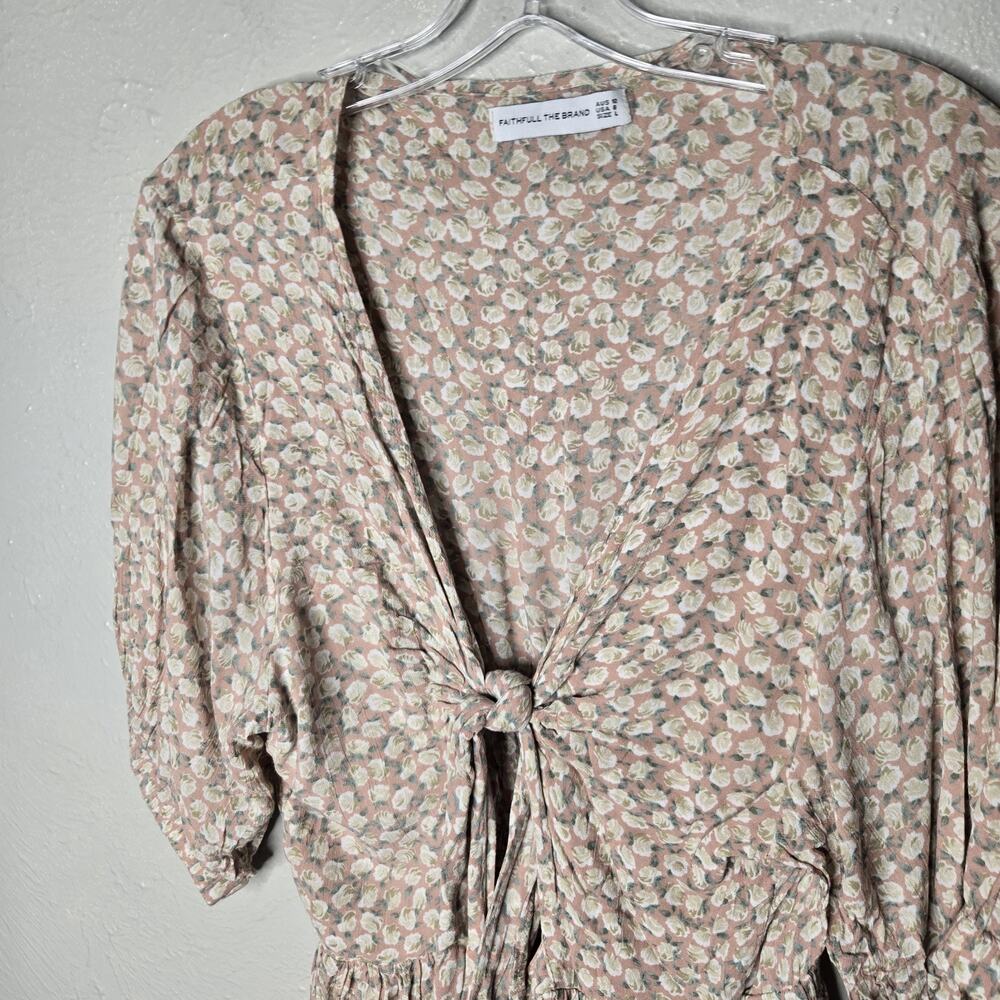Faithfull The Brand Size 8 Marigot Tie-Front Dress in Pink Azalea Floral Print - Picture 3 of 9